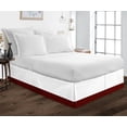 thumbnail image 1 of 1 Piece Split Corner Two Tone Tailored Bed Skirt By D.N.G. BEDDINGS, Twin Size 15 Inch Deep Pocket, 800 TC, 100% Egyptian Cotton, Solid White/Burgundy Color., 1 of 3