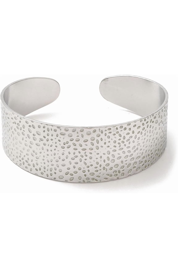 1 Piece Stainless Steel Bracelet 2.28 Inches Wide Grooved Open Cuff Bangle Adjustable Shiny Punk Chunky Statement Bracelet Fashion Jewelry for Women Silver DIY