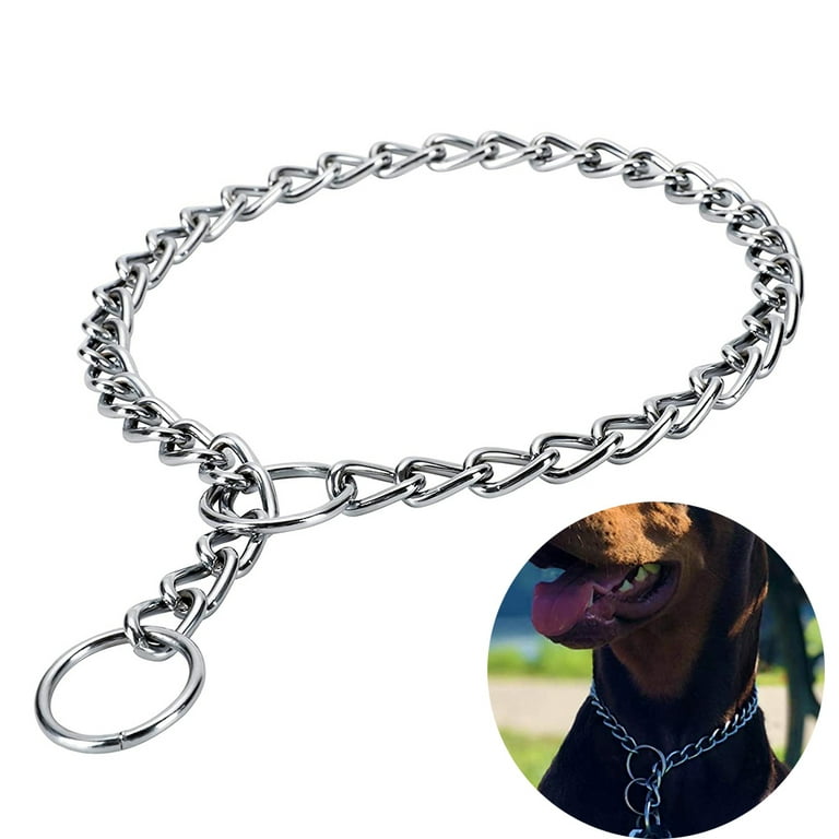 1 Piece Stainless Steel Dog Collar Metal Chain Puppy Pet Training Slip Collar Silver