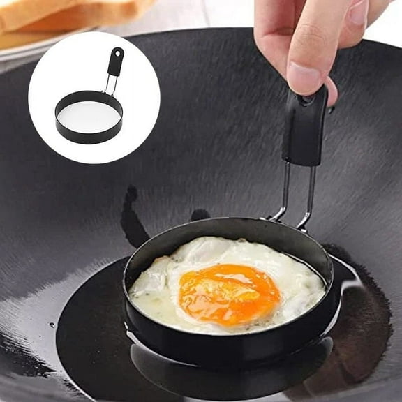 1 Piece Stainless Steel Egg Ring, Round Nonstick Cooking Mold with Handle, Manual Pancake Maker, Kitchen Tool for Breakfast Sandwiches