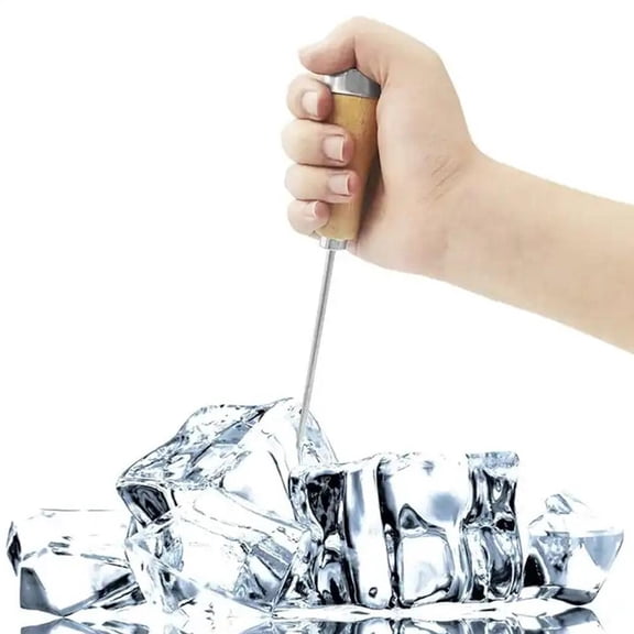 1 Piece Stainless Steel Ice Pick with Wood Handle for Crushing Ice Cubes, Single Fork Ice Breaker Tool for Kitchen Bar Restaurant