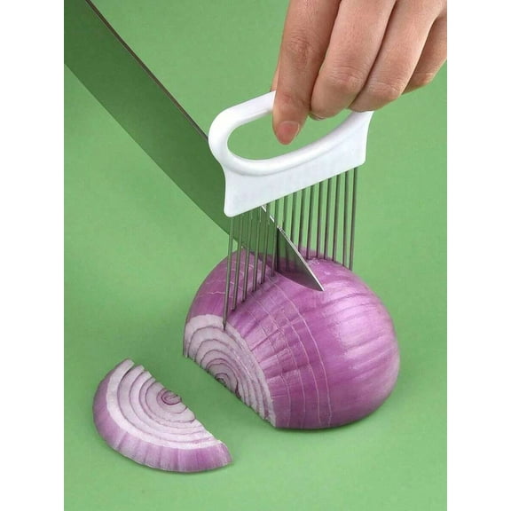 1 Piece Stainless Steel Onion Needle, Multi-Functional Onion Fixed Slicer for Kitchen Use