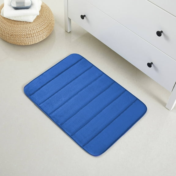 1 Piece Striped Design Solid Memory Foam Bathroom Rug Set Non-Slip