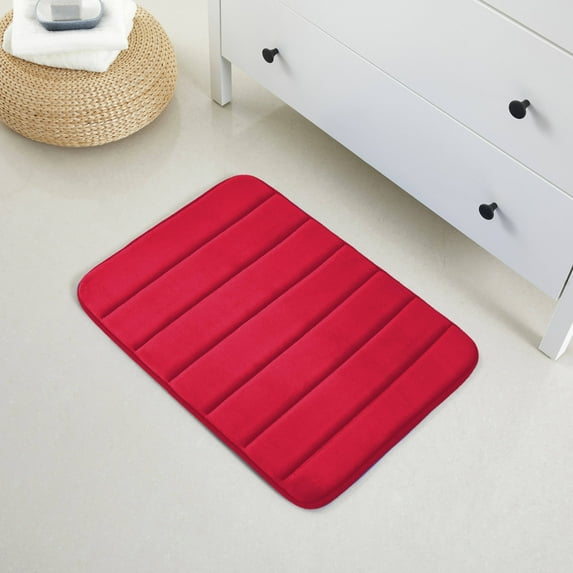 1 Piece Striped Design Solid Memory Foam Bathroom Rug Set Non-Slip