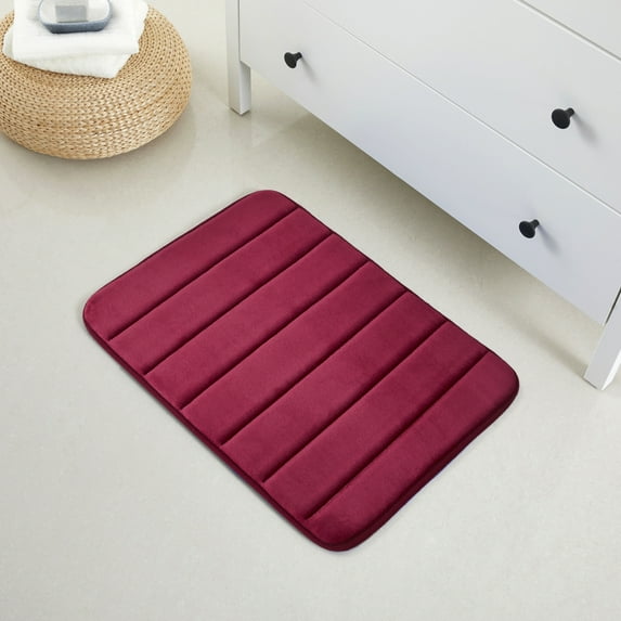 1 Piece Striped Design Solid Memory Foam Bathroom Rug Set Non-Slip