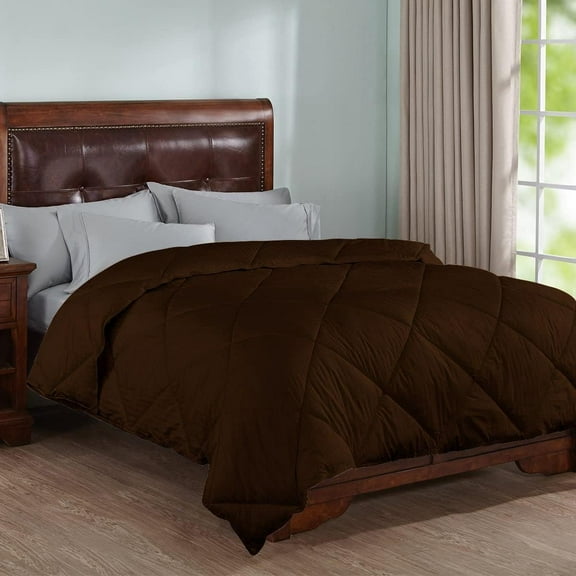 1 Piece Striped Diamond Pattern Comforter Super Soft 800 Thread Counts, All Season, 100% Egyptian Cotton, Twin/Twin XL Size Chocolate Color