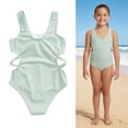 thumbnail image 1 of 1 Piece Swimsuit Girls Cut Out Swimming Suits Quick Dry Swimwear with Solid Color Girls Size 7-8 Years Swimsuit, 1 of 5