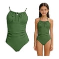 thumbnail image 1 of 1 Piece Swimsuit Girls Halter Swimming Suits Quick Dry Swimwear Ruched Bathing Suits for Tween 11-12 Years, 1 of 5