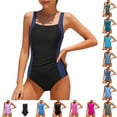 thumbnail image 1 of 1 Piece Swimsuit Girls Padded Swimming Suits Quick Dry Swimwear Color Block Kids Swimsuit Girl 7-8 Years, 1 of 5