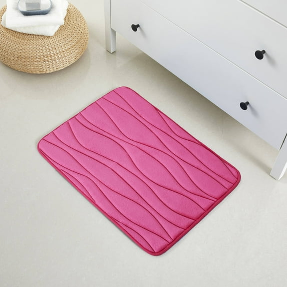 1 Piece Swirls Design Embossed Solid Color Memory Foam Soft Bathroom Rug Set Non-Slip PVC Backing