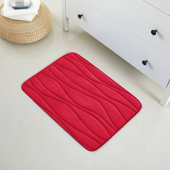 1 Piece Swirls Design Embossed Solid Color Memory Foam Soft Bathroom Rug Set Non-Slip PVC Backing