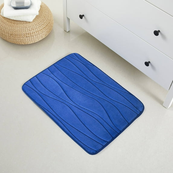 1 Piece Swirls Design Embossed Solid Color Memory Foam Soft Bathroom Rug Set Non-Slip PVC Backing