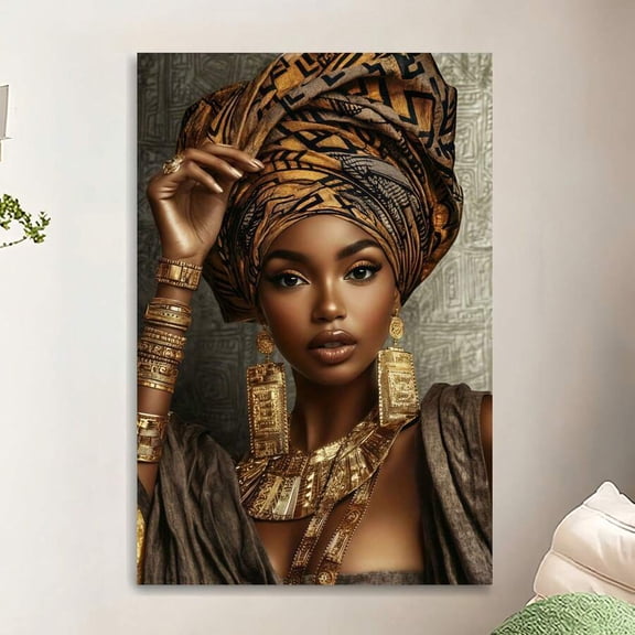 1 Piece,The African Queen, Frameless Art Decoration Painting,Pop Printed Posters Mural ,Waterproof Canvas, Suitable For Home, Office, Bedroom, Living Room, Study, Bathroom, Bar