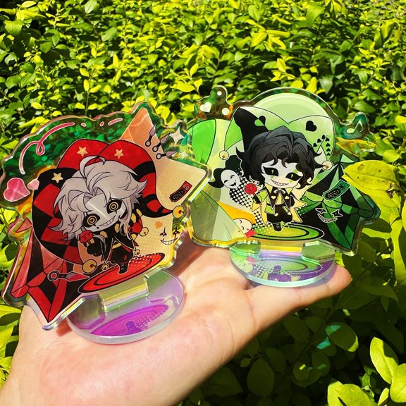 1 Piece The Freak Circus 2pcs Acrylic Standee Set, Chibi Furry Jester Character Holographic Desk Display, Kawaii Circus Fandom Table Decor Gift