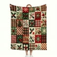 thumbnail image 1 of 1 Piece Traditional Christmas Patchwork Flannel Blanket - Festive Home Decor, Classic Red and Green Pattern, Soft and Comfortable, Suitable for Living Room and Bedroom Multi-Purpose Blanket, 1 of 5