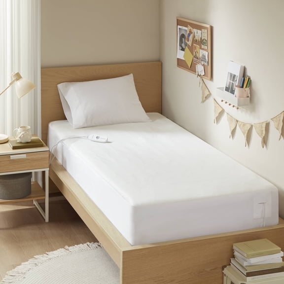 1-Piece Twin XL Heated Mattress Pad,White
