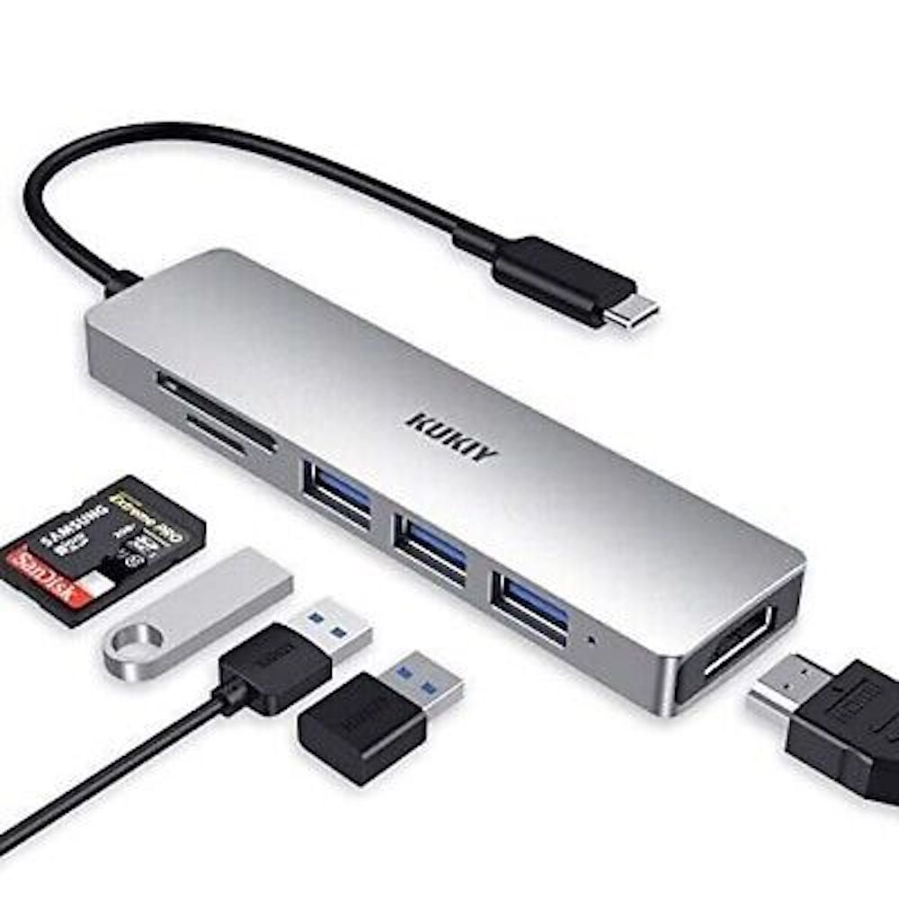1 Piece USB C HUB HDMI 6 in 1 Portable Dongle 3 USB 3.0 Ports SD Micro ...