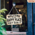 thumbnail image 1 of 1 Piece Vintage Metal Wall Sign - _Welcome to My Happy Place, Don't Ruin It_ - 8*12 Inch Rustic Aluminum Plate with Starry Details, Ideal for Home, Office, 1 of 5