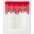 thumbnail image 1 of 1-Piece Wave Valance with Bead-Trim Tassels, Semi-Sheer Light-Filtering, Rod Pocket, Tailored for Kitchen and Living Room Décor Red Color, 52" Wide x 18" Length.", 1 of 5