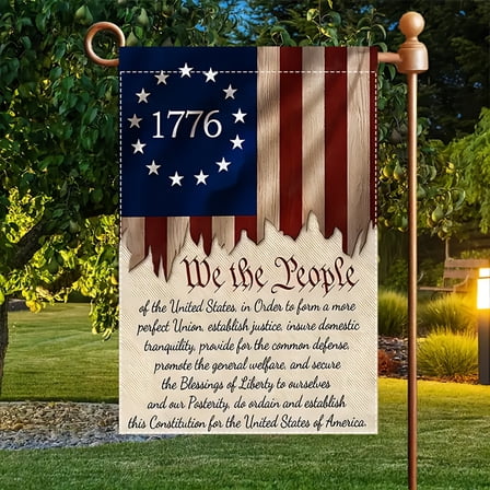 1 Piece "We Are The People 1776" American Flag Garden Banner - Patriotic Historical Outdoor Yard Decoration, 12x 18inch Polyester Fiber, American Symbol (Flagpole Not Included), Outdoor Garden Flag