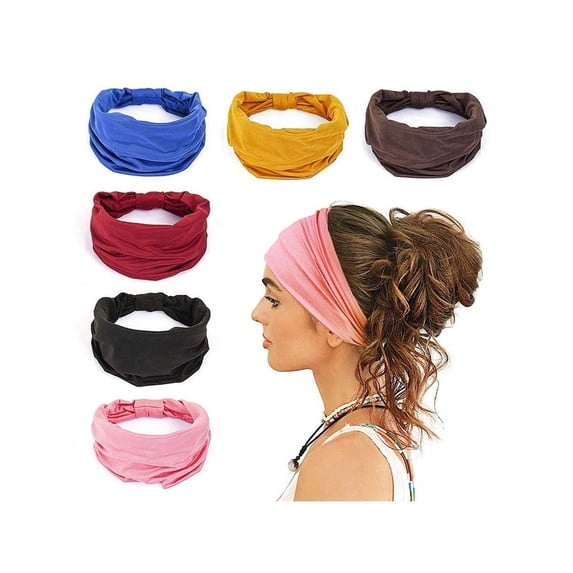 1 Piece Wide Headbands For Women Non Slip Soft Elastic Hair Bands Yoga Running Sports Workout Gym Head Wraps, Knotted Cloth African Turbans Bandana
