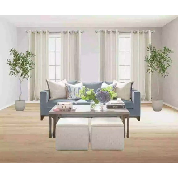 1 Piece Window Curtain MG Silky Shiny Faux Silk Solid Beige Semi Transparent 6 Grommets 52" wide X 63" length