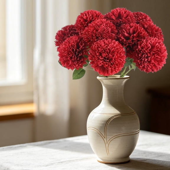 1 Piece Wine Red Artificial Hydrangea Flower Stem, Large Faux Hydrangea Pick, Full Bloom Floral Stem for Vase Arrangement Home Garden Yard Outdoor Lawn Holiday Floral Decor
