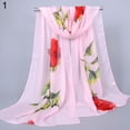 thumbnail image 1 of 1 Piece Women's Rose Flower Printed Chiffon Scarf | Soft Wrap Shawl - Fashionable Sheer Long Scarf for Sun Protection, 1 of 8