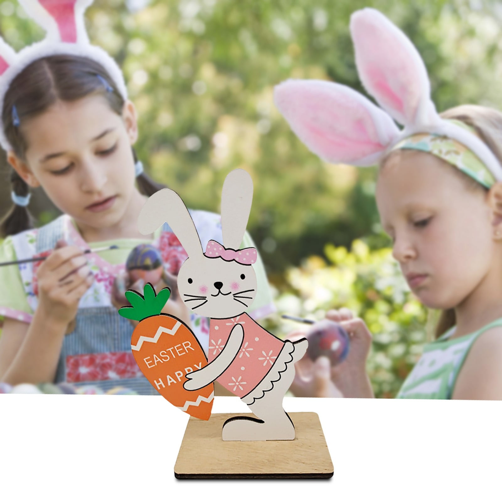 Standing Rabbit Decorations 1 Piece Wood Rabbit Decorations Sign Easter Stand Up Bunny Tiered Tray ...