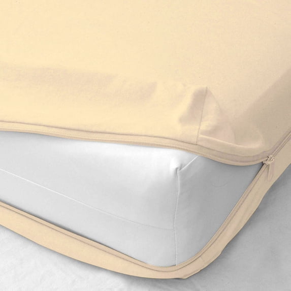 1 Piece Zipper Fitted Sheet - 16 Inch Deep Pocket -100% Egyptian Cotton,400 Thread Countg - Ivory Solid, Full Size.