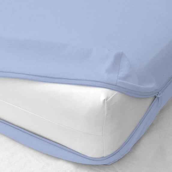 1 Piece Zipper Fitted Sheet - 16 Inch Deep Pocket -100% Egyptian Cotton,400 Thread Countg - Light Blue Solid, Cal-King Size.