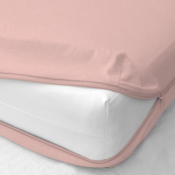 1 Piece Zipper Fitted Sheet - 18 Inch Deep Pocket -100% Egyptian Cotton,400 Thread Count - Pink Solid, Full-XL Size.