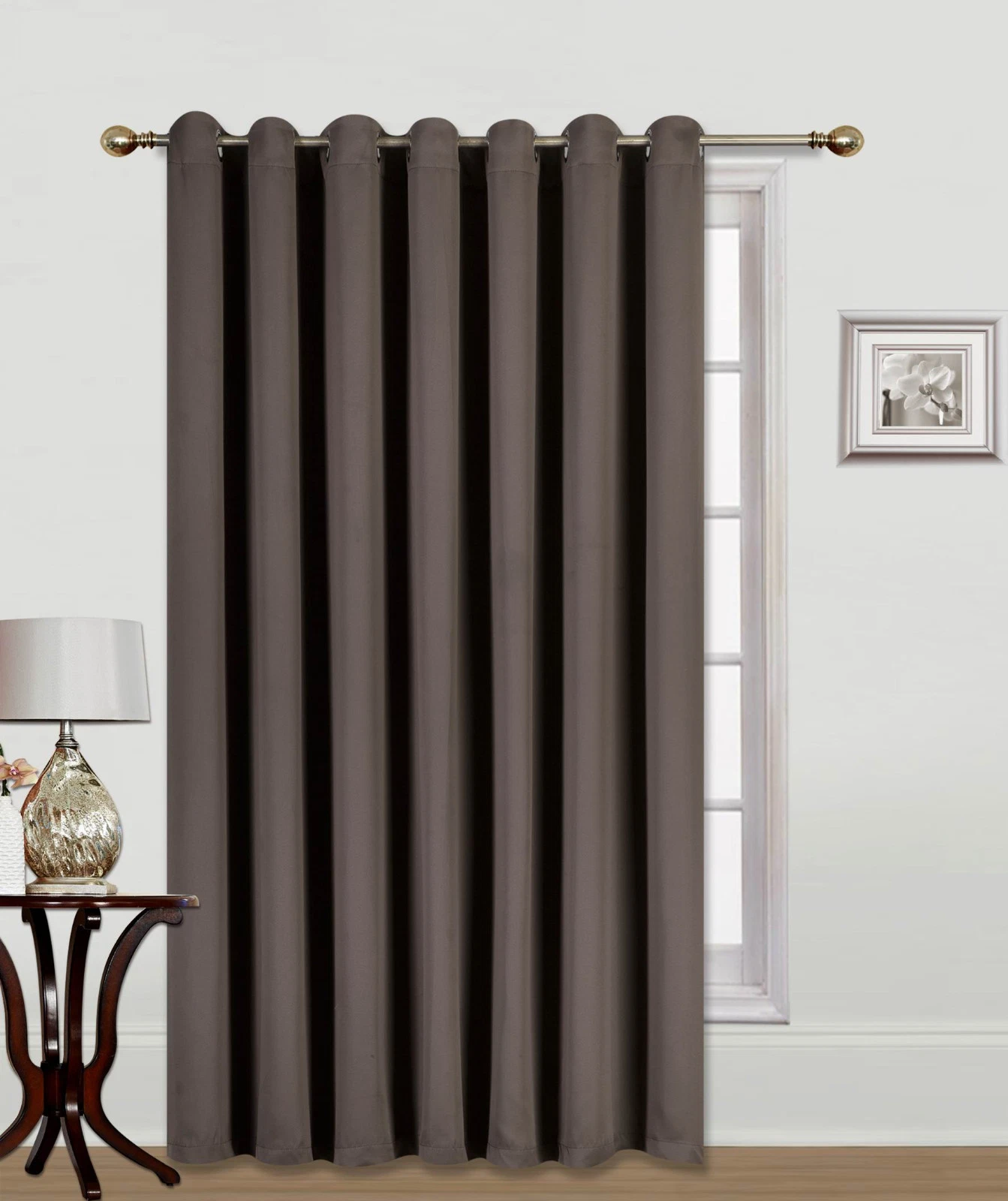 Gorgeous Home Linen Thermal Grommet Brown Window Panel 100" Extra Wide Curtain Unlined Blackout Heavy Thick 84" Long 1pc