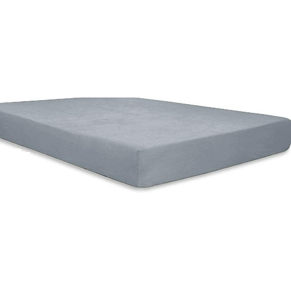 1-Piece fitted sheet solid pattern Egyptian cotton 600 Thread Count Full Size Fit up to 16'' Deep Pocket Silver Grey Solid