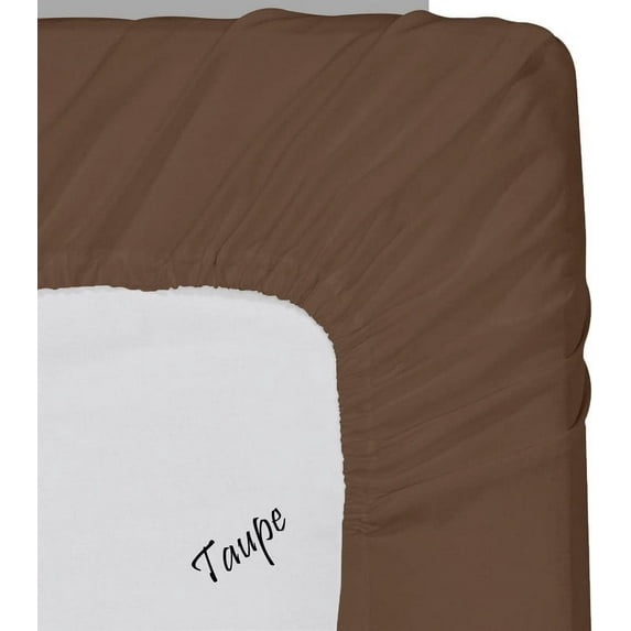 1-Piece fitted sheet solid pattern Egyptian cotton 600 Thread Count King Size Fit up to 16'' Deep Pocket Taupe Solid
