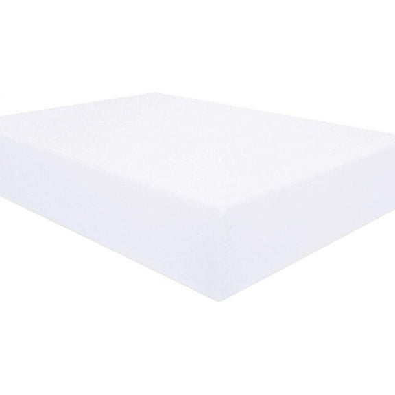 1-Piece fitted sheet solid pattern Egyptian cotton 600 Thread Count Queen Size Fit up to 16'' Deep Pocket White Solid