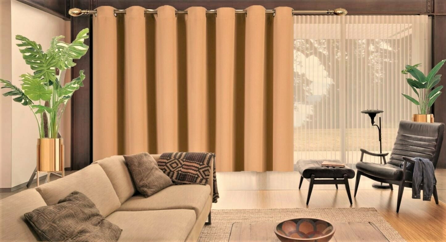 1 Piece gold window thermal panels blackout with grommets silky soft ...