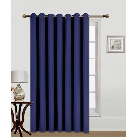 Gorgeous Home Linen Thermal Grommet Navy Blue Window Panel 100" Extra Wide Curtain Unlined Blackout Heavy Thick 84" Long 1pc
