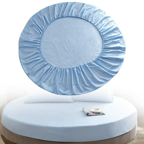 1 Piece of Pure Cotton Round Mattress Cover Round Bed Sheet 25Cm Depth Pocket 200*200Cm Solid Color Sheets Light