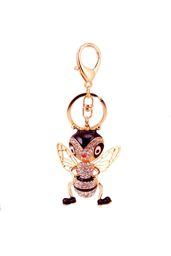 1 Pieces Bee Spider Keychain,Bee Gifts for Women,Purse Charms for Handbags,Gold Plated Crystal Key Chains