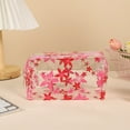 thumbnail image 1 of 1 Pieces Clear PVC Zipper Pen Pencil Case, Big Capacity Pencil Bag Makeup Pouch (Broken Floral), 1 of 1