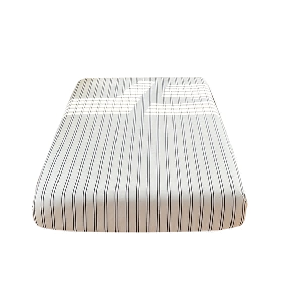 1 Pieces Cotton Stripes Single Bottom Sheet with Deep Pocket, Soft, Breathable & Lightweight Comfort, Comfortable Mattress Cover (White, 35X78'')