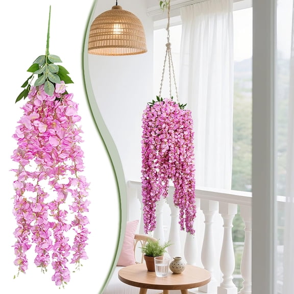 1 Pieces Fake Hanging Flowers, Artificial Wisteria Vine For Wedding Decoration Vine Flowers Hanging Garland Silk Flowers String for Arch Assembly Outdoor Home Party