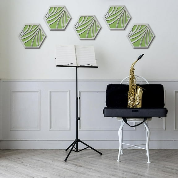 1 Pieces Grass Shape Wood Sound Diffuser Acoustic Design Green Felt Decorative Art Sound Absorbing Panels Acoustic Treatment for Office Living Room Bedroom Decorations