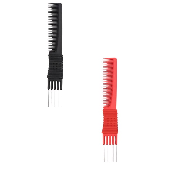 2 Pieces Metal Hair Pick Lift Hair Pick Salon Teasing Back Combs Pink or Black Carbon Comb with Stainless Steel Lift Teasing Combs with Metal Prong Combs for Women