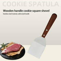 1 Pieces Small Brownie Cookie Spatula Metal Stainless Steel Spatula with Wooden Handle Heavy Duty Spatula for Kitchen Cooking Chef Baking Scraper Turner, 2.2 X 7.39 Inch