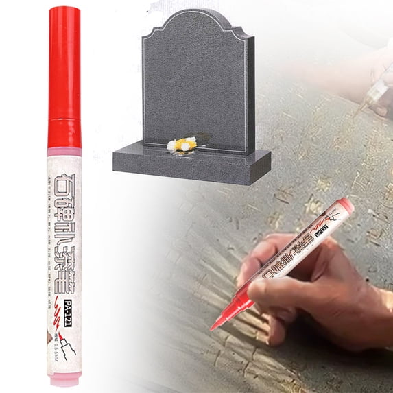 1 Pieces Tombstone Marker Pen, Waterproof Stone Touch-up Pen for Headstone Inscription Restoration and Tombstone Repair, Strong Coverage, ldeal for Gravestone Lettering and Memorial Inscriptions