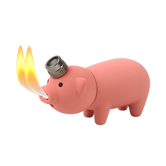 1 Pig Refillable Dual Butane double flame Lighter Cute Piggy Novelty Gift Idea for mans Birthday  Christmas