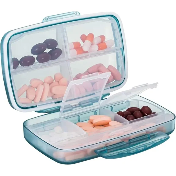 1 Pill Box, Portable Pill Box, Split Pill Box, Pill Box, 8 Compartments Pill Box (1 pcs)