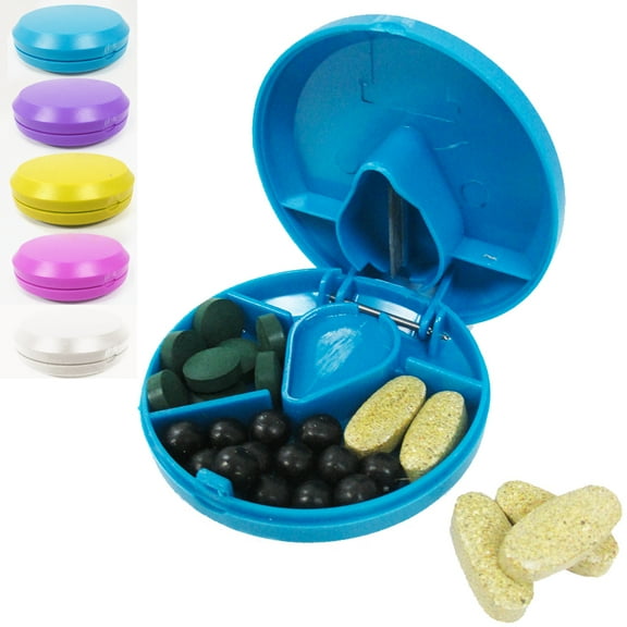 1 Pill Splitter Cutter Medicine Medication Storage Compartment Box Cut Dose New